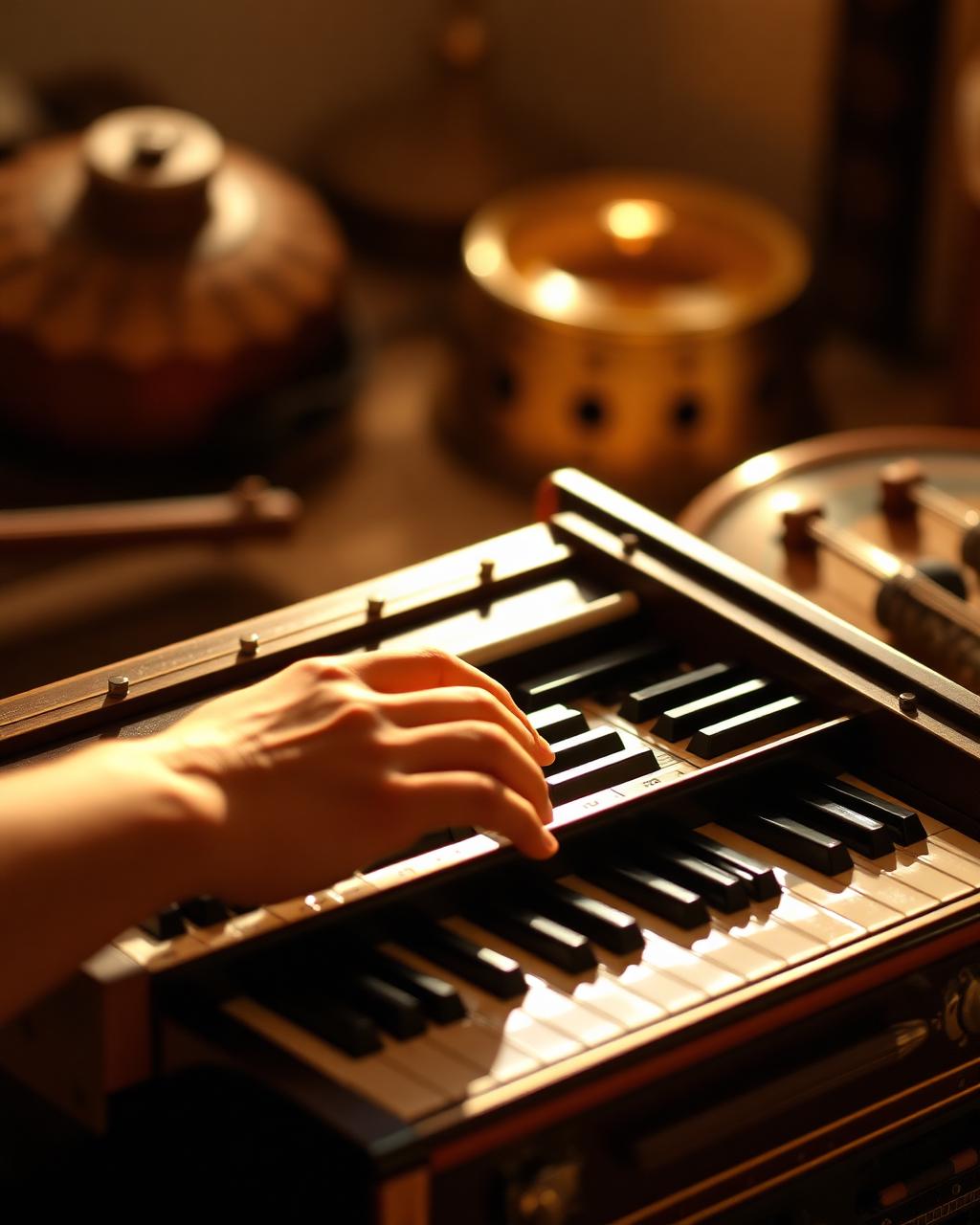 Music therapy session with traditional instruments